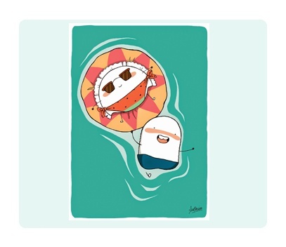 Croqueta y Empanadilla en el mar